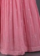 Pink Embroidered Anarkali with Dupatta