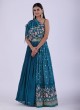 Crepe Silk Rama Blue Designer Gown