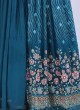 Crepe Silk Rama Blue Designer Gown