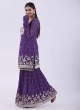 Purple Bandhani Print Georgette Sharara Suit