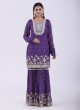 Purple Bandhani Print Georgette Sharara Suit