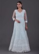 Sky Blue Net Diamond Embellished Anarkali