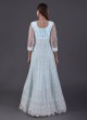 Sky Blue Net Diamond Embellished Anarkali