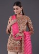 Floral Printed Beige Sharara Suit