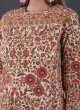 Floral Printed Beige Sharara Suit