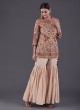 Floral Printed Beige Sharara Suit