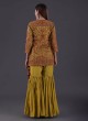 Mehendi Green Raw Silk Sharara Suit