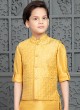 Golden Yellow Thread Embroidered Nehru Jacket Set