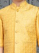 Golden Yellow Thread Embroidered Nehru Jacket Set