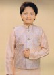 Light Peach Thread Embroidered Nehru Jacket Set