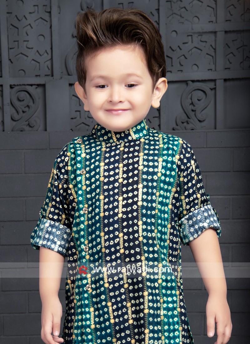 Bandhani Print Kurta Pajama For Boys