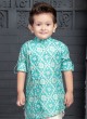 Fancy Print Sky Blue Readymade Kurta Pajama