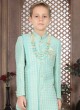 Sky Blue Thread Embroidered Sherwani Set