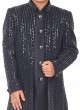 Jacket Style Indowestern In Dark Grey Color