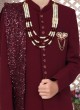 Elegant Maroon Sherwani Set With Sequins Dupatta