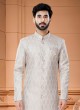 Jacquard Golden Cream Indowestern Set