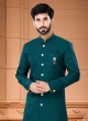 Green Dhoti Style Indowestern Set