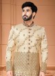 Golden Cream Designer Indowestern Set For Men