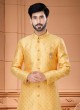 Yellow And Gold Indowestern Set For Men