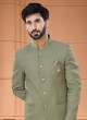 Olive Green Terry Rayon Jodhpuri Suit
