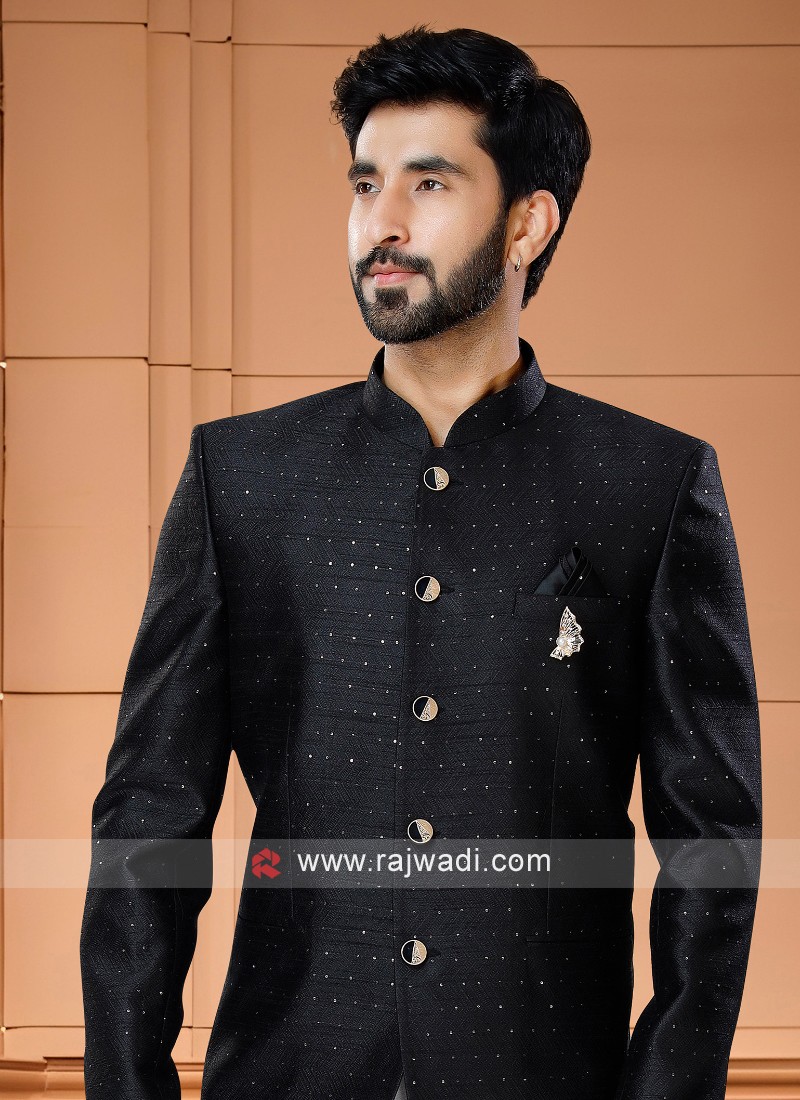 Black And White Jodhpuri Suit