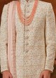 Readymade Cream Hand Embroidered Sherwani With Stole