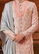 Elegant Dark Peach Embroidered Sherwani Set