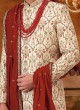 Cream Groom Hand Embroidered Sherwani