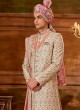 Cream Hand Embroidered Sherwani For Wedding