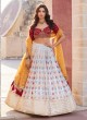 Chiffon Sequins Work A Line Lehenga Choli In White Color