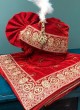 Velvet Fabric Wedding Wear Safa And Dupatta