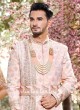 Pink Readymade Silk Anarkali Style Sherwani
