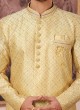 Elegant Light Yellow And Off White Indowestern Set