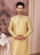 Elegant Light Yellow And Off White Indowestern Set