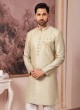 Embroidered Indowestern Set In Light Pista Green Color