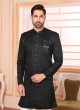 Black Embroidered Indowestern For Men