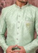 Pista Green Readymade Asymmetric Indowestern Set