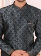 Dark Grey And Black Indowestern Set