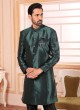 Readymade Bottle Green Art Silk Indowestern Set