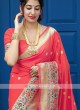 Classic Saree In Coral Color