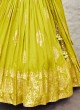 Neon Green Weaving Designer Chiffon Lehenga Choli