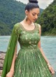 Green Zari Embellished Silk Anarkali Suit