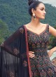 Heavy Embroidery Palazzo Suit In Navy Blue Color