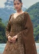 Enchanting Brown Floral Sequins Embroidered Anarkali Suit