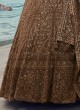 Enchanting Brown Floral Sequins Embroidered Anarkali Suit