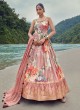 Designer Peach Floral Printed Anarkali Suit