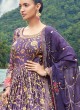 Purple Floral Printed Festive Anarkali Suit