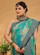 Gorgeous Peacock Green Festive Banarasi Silk Saree