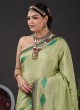 Pista Green Banarasi Silk Saree With Bandhani Prints