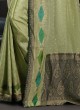 Pista Green Banarasi Silk Saree With Bandhani Prints